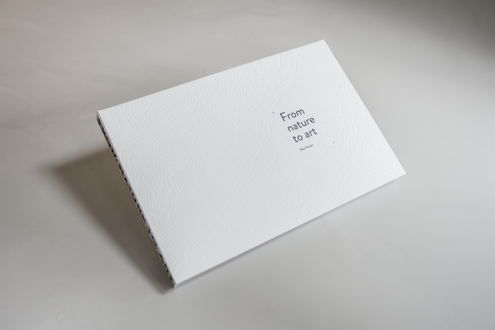 White embossed cover of From nature to art seen at an angle.